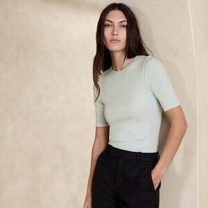 Banana Republic Ribbed Elbow-Sleeve Top | Medium